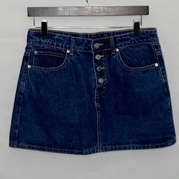 Momokrom Exposed Button Fly Denim Skirt - Size 8 - Picture 2 of 6